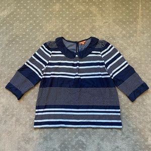 Modcloth Navy and White Striped Blouse